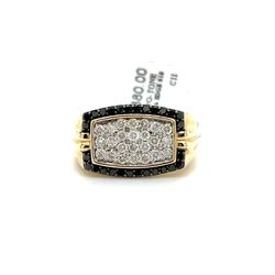 10kt Gold Mens Diamond Ring With Black Diamond Edge 4.70grams Size 10 170721 2