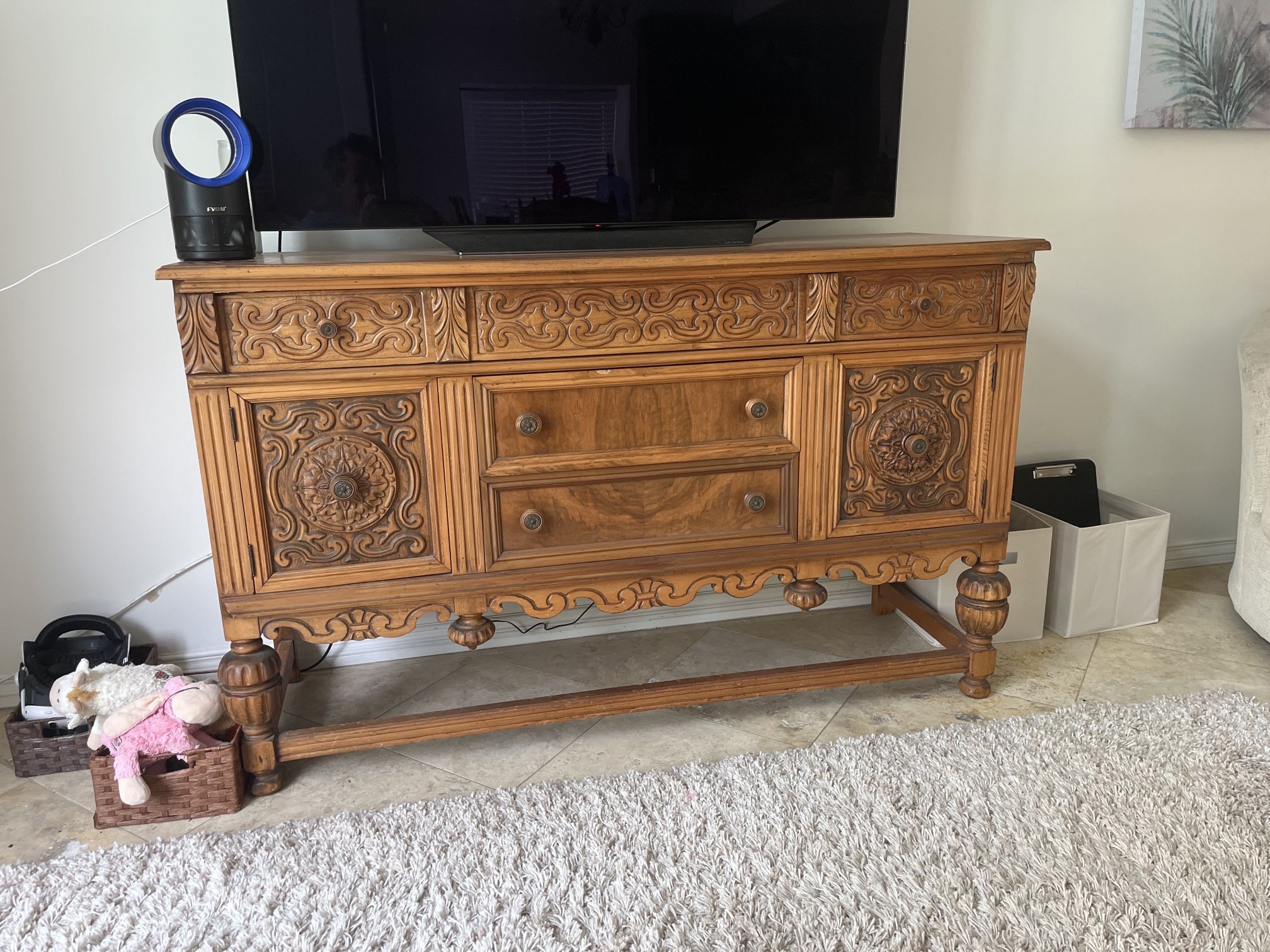 Vintage Hand Carved Buffet