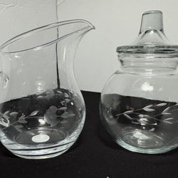 Princess house - Glass Pitcher n Lidded Jar Set
