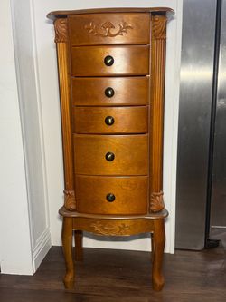 Wooden Jewelry Armoire with 6 Drawers