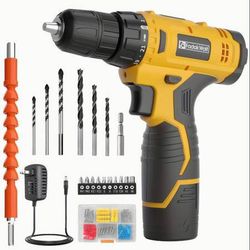 (NEW) 12V 180 in-lbs 3/8 Cordless Drill Set 