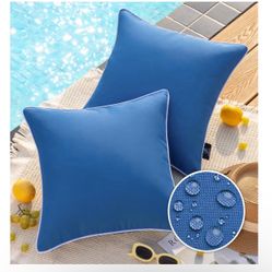2 Outdoor Waterproof Solid Outdoor Patio Pillow Covers 18”x18”
