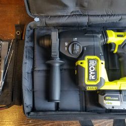 Ryobi 18v brushless SDS + 1" ROTARY HAMMER With Carrying CASE Battery And Bits 