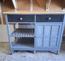 Kitchen Island Cart with Butcher Block Top