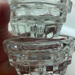 2 American Whitehall Indian ICrystal Pillar/Taper Candle Holders