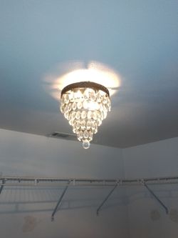 Elegant Crystal Teardrop Flushmount Chandelier – Bronze Finish