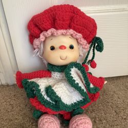 Vintage Doll With Handmade Crochet Outfit
