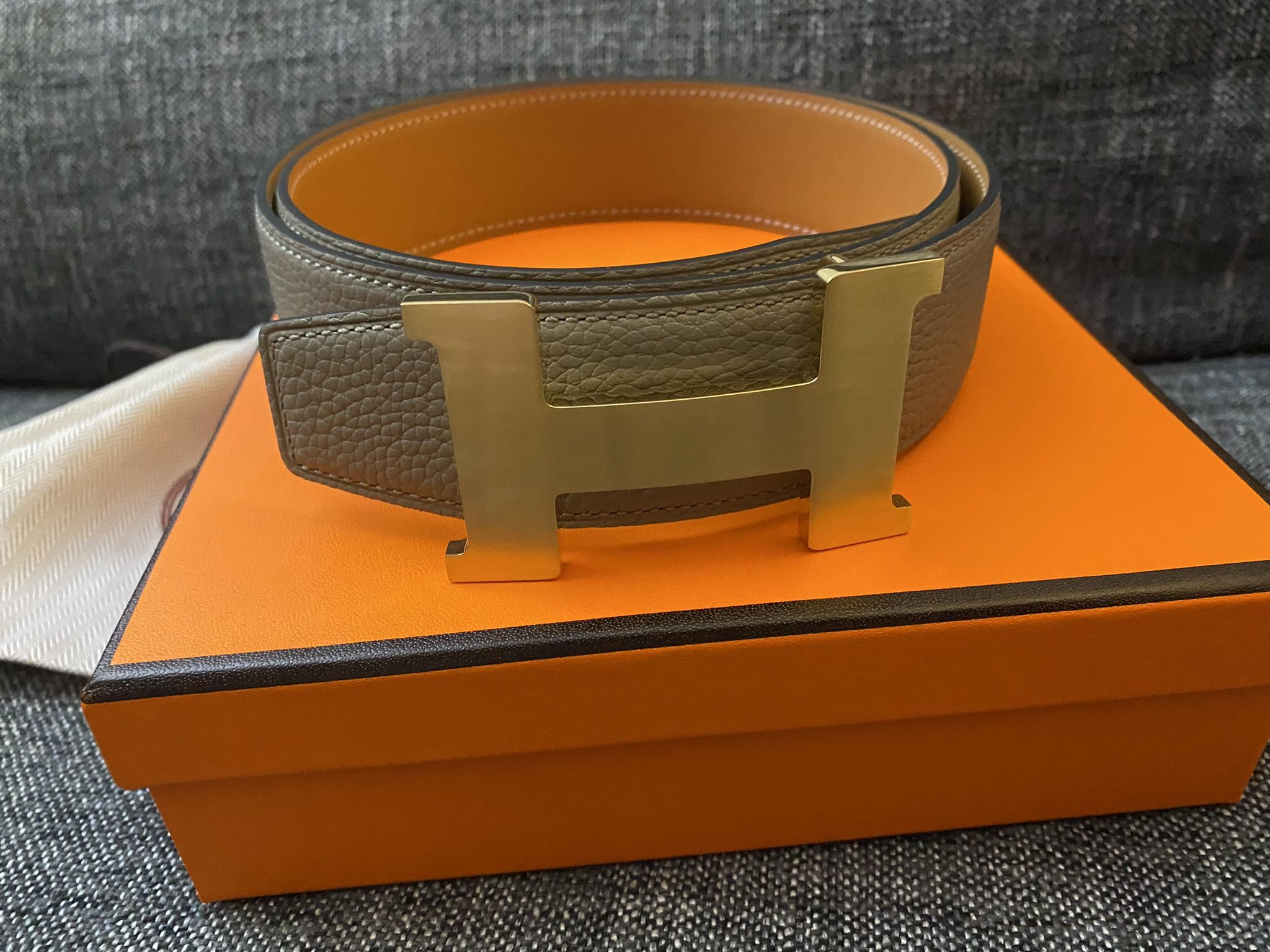Hermes dual leather interchangble gold buckle belt   size 85eu or size S