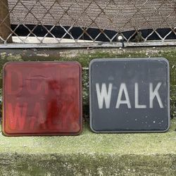 Vintage Traffic Signal ‘Walk/Don’t walk’ Glass Inserts