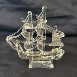 Glass Ship Figurine