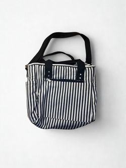 Eco One Black & White Striped Insulated Lunch Bag | Adjustable Strap Cooler Bag