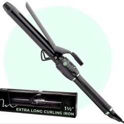 MINT Professional Extra Long Hair Curling Iron 1 1/2 inch | 2-Heater Ceramic Barrel That Stays Hot | 1.5 Inch Hair Iron Curler for Beach Waves | Trave