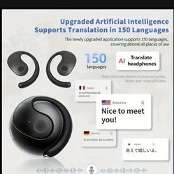  Wireless Translation Headset, Support Language Translation Device, Real-Translation of More Than Languages and Accents, Fashionable Multicolor, Long,