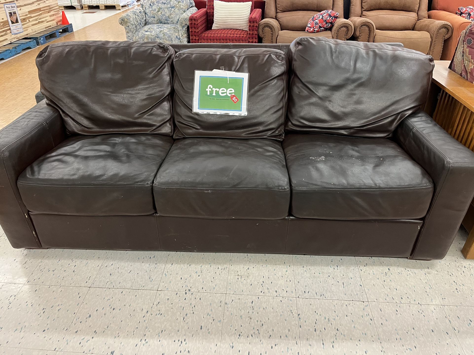 Free Dark Brown Leather Couch