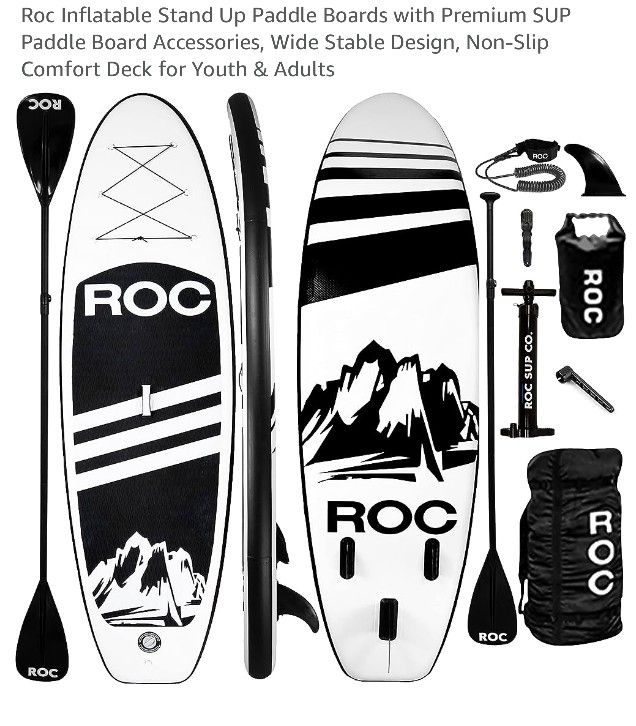 Roc Inflatable stand up Paddle board with accessories. 