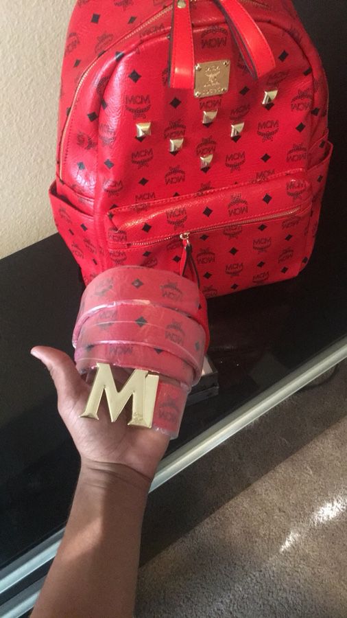 RED MCM BACKPACK & MATCHING BELT for Sale in Fort Lauderdale, FL - OfferUp