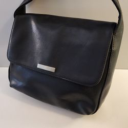 Vtg NINE WEST Black Faux Leather Crossbody Organizer Shoulder Bag Wallet Handbag