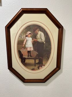 Vintage Uttermost Octagon Framed Print "The Thorn" Victorian Art #3202 TU
