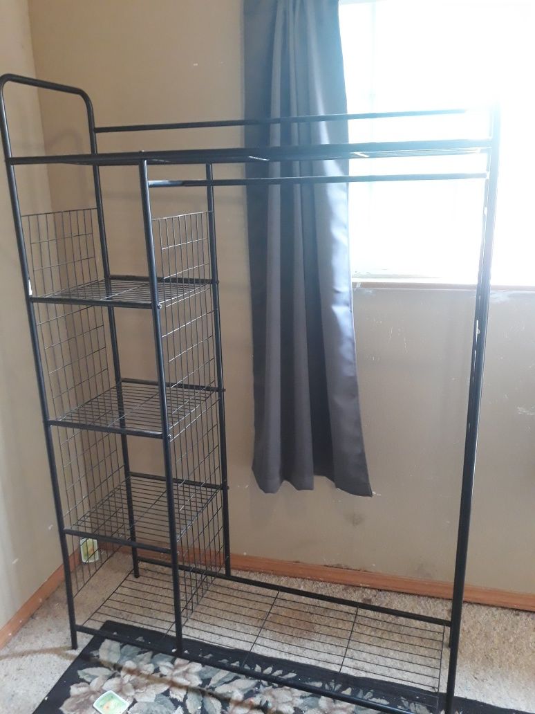 Stand up closet with shelves
