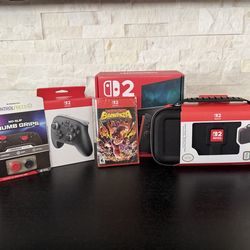 Brand new! Nintendo Switch 2 + Game + Pro Controller + Deluxe Travel Case + KontrolFreek Thumb Grips