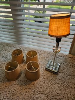 $15.00 - (5) Burlap Fabric Lampshades,  Bulb Clip-On Style!  Buy the (5) or as many as you need!