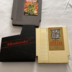 Nintedo NES l The Legend of Zelda Gold 3 Screws Plus Turtles 2 the Arcade Game Original 1985 