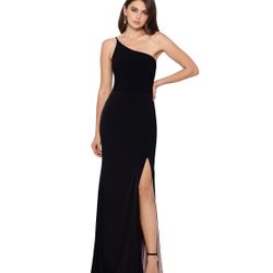 Black One-Shoulder Gown with Slit