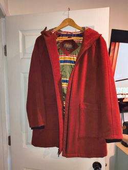 Pendleton Red Wool Hooded Zip Coat