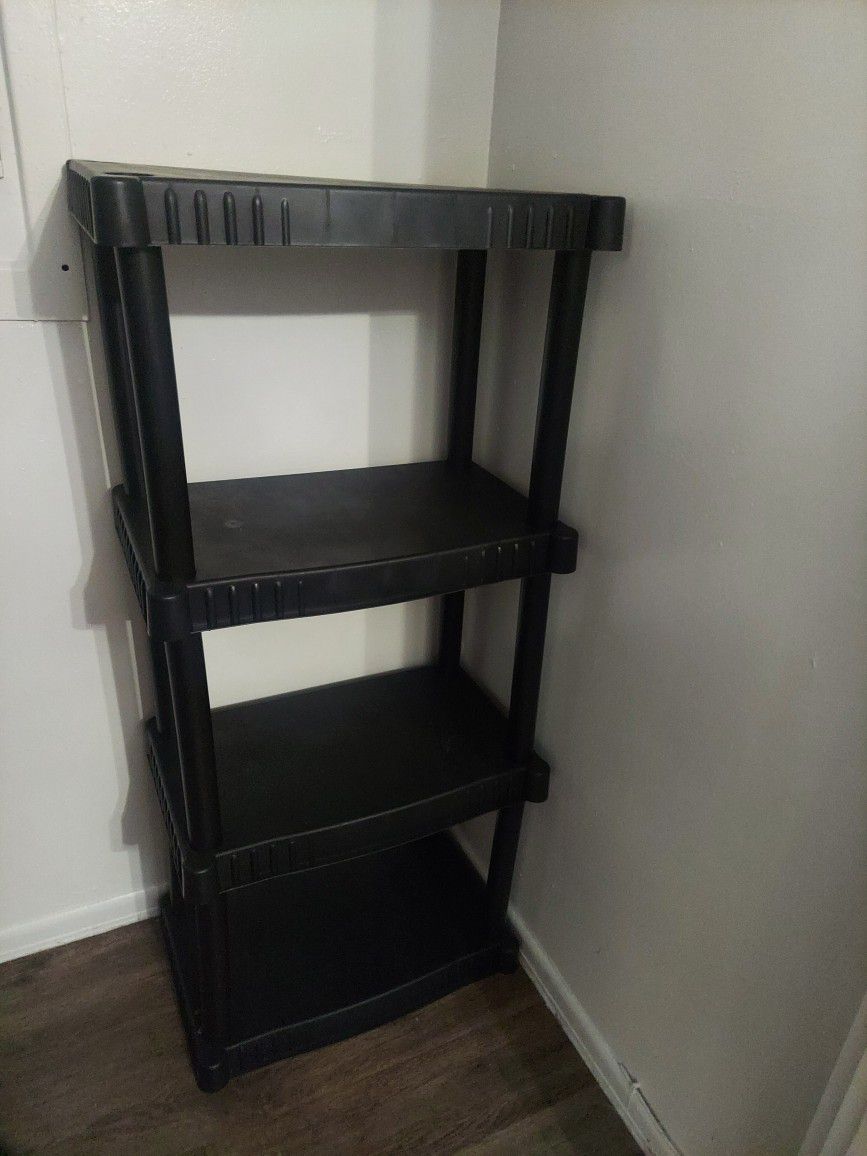 Black 4 Tier Plastic Shelf