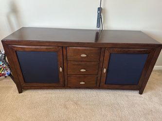 Very Heavy Solid Wood Entertainment Center / TV Console – Cherry Finish