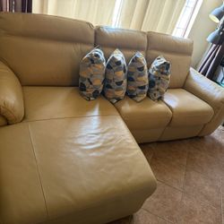 Natuzzi Editions, Leather Recliner Mustard Sofa   