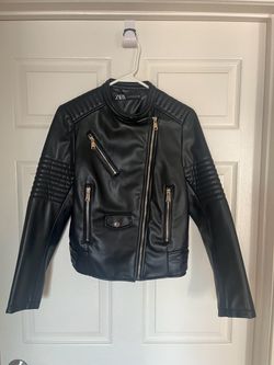 Zara Black Faux Leather Moto Jacket
