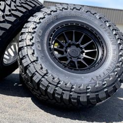 17x9 Ford F-150 Raptor wheels 35” Toyo MT tires black Baja Lock Off Road rims 6x135 mm 6 lug
