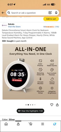 Dekala ChronoSense Smart Alarm Clock for Bedroom Temperature Humidity, 7-Day Programmable 4 Alarms, 100dB Loud Gradual Alarm for Heavy Sleeper, Hourly