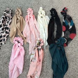 Set of 9 brand-new ribbon hair scrunchies