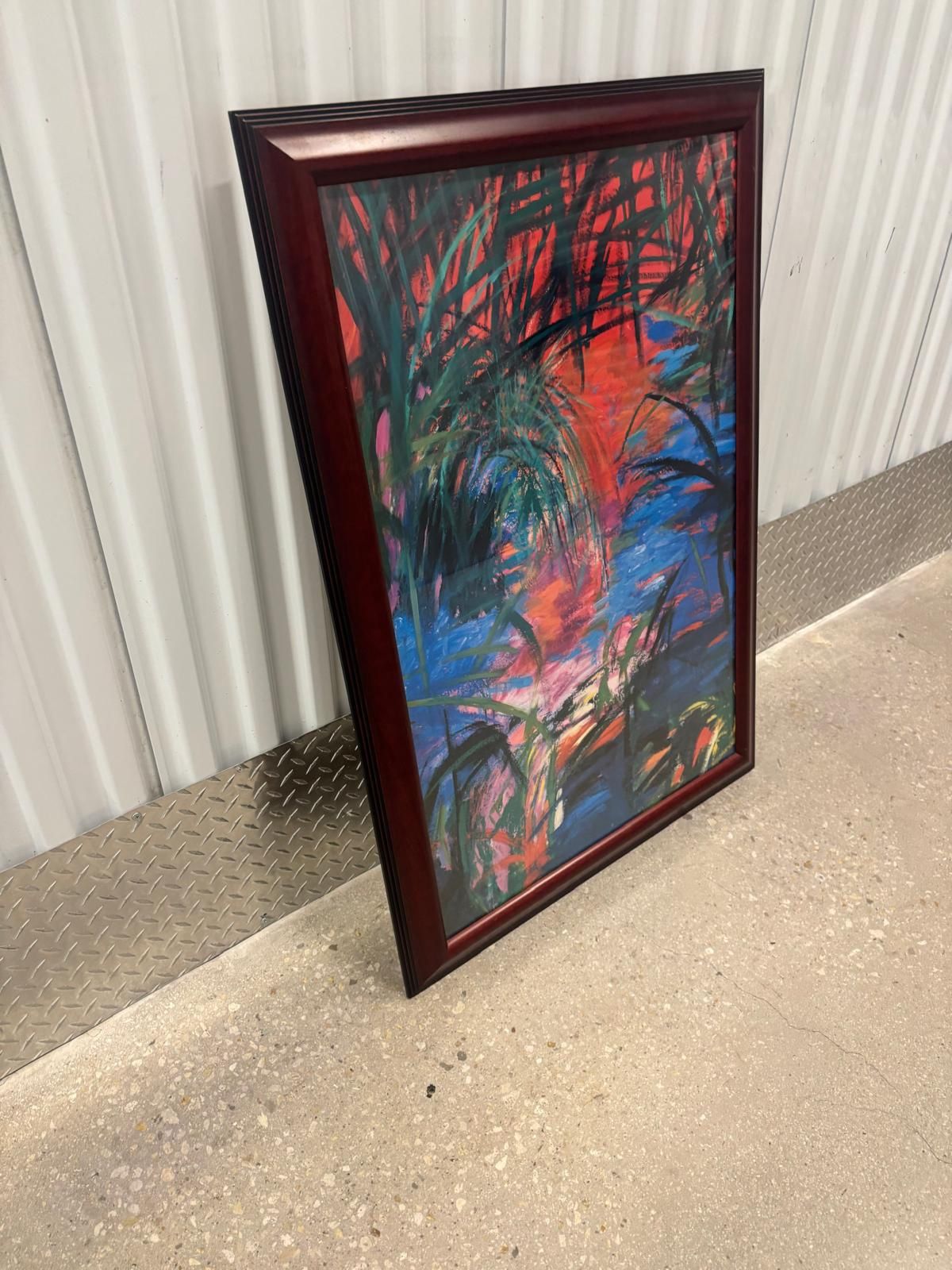 Abstract, colorful framing, glass ready to hang picture. 26 1/2 x 40 $50.
