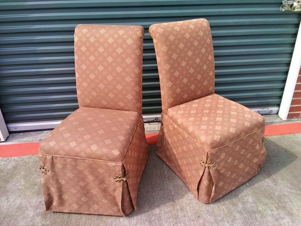 Pair of Straight Back Slipper Chairs 