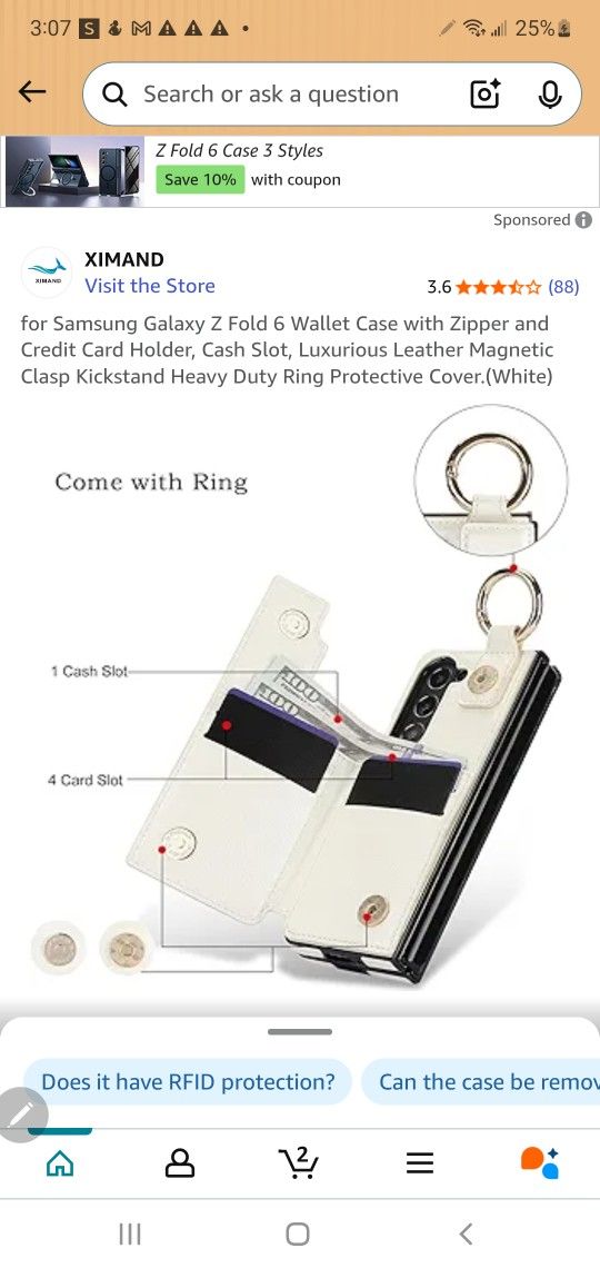 for Samsung Galaxy Z Fold 6 Wallet Case with Zipper and Credit Card Holder, Cash Slot, Luxurious Leather Magnetic Clasp Kickstand Heavy Duty Ring Prot