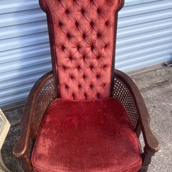 Vintage Boss Rare Red Velvet Throne Chair 