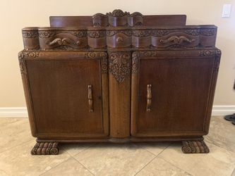 Vintage Hand Carved Solid Wood Sideboard-55” Wide