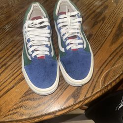 Blue/Green/Red/Yellow Vans; Size 8.5