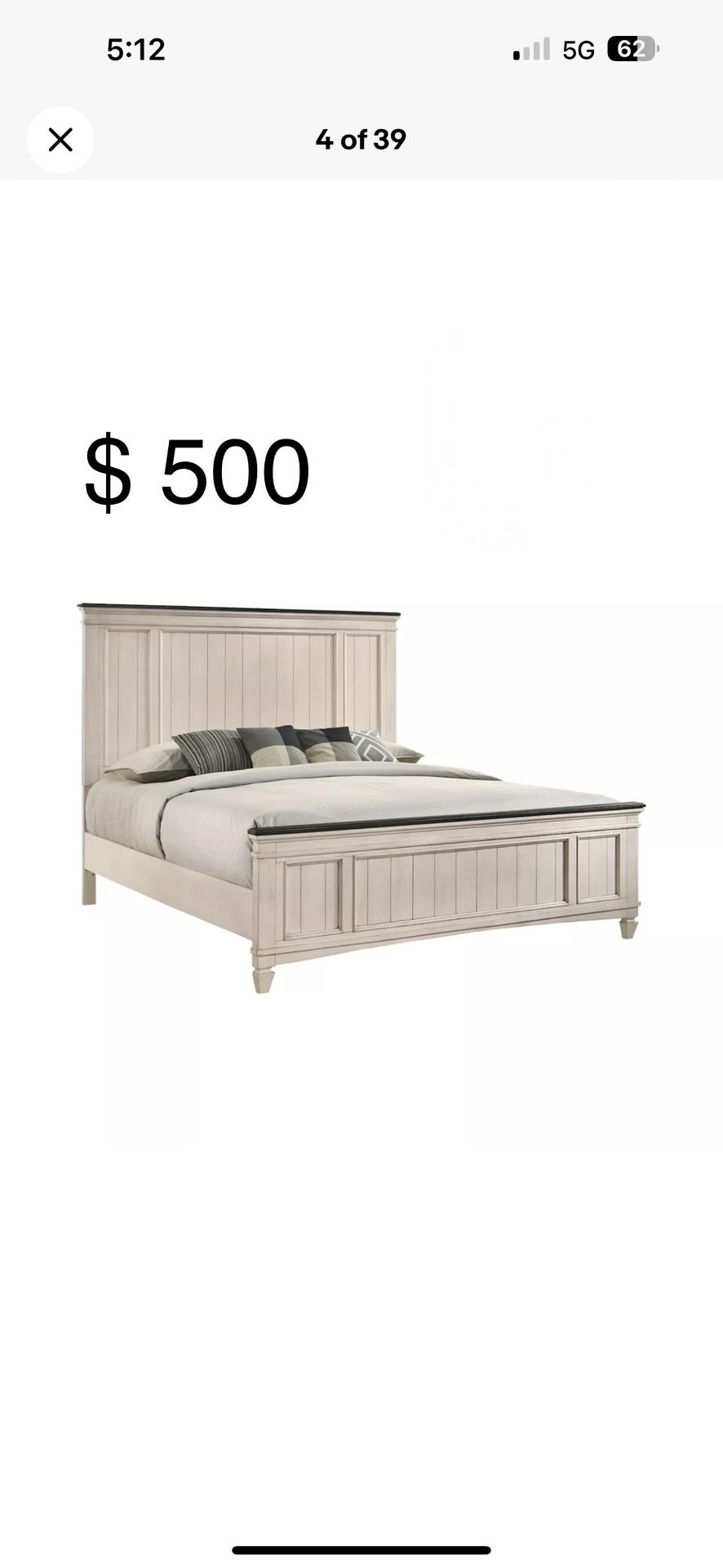 Queen Bedroom Set White Rustic Modern Furniture 4pc
