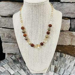 Citrine And Rudraksha Necklace 