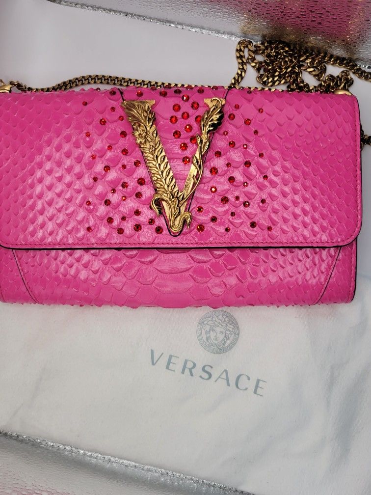 Versace Virtus Python Crossbody clutch bag, Proof Of Purchase In Pics