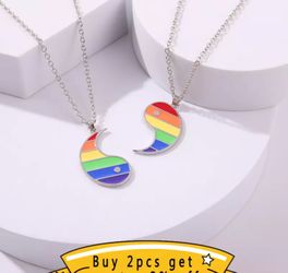 2 Set Rainbows Love Necklaces For Lovers And Besties Gay Pride 