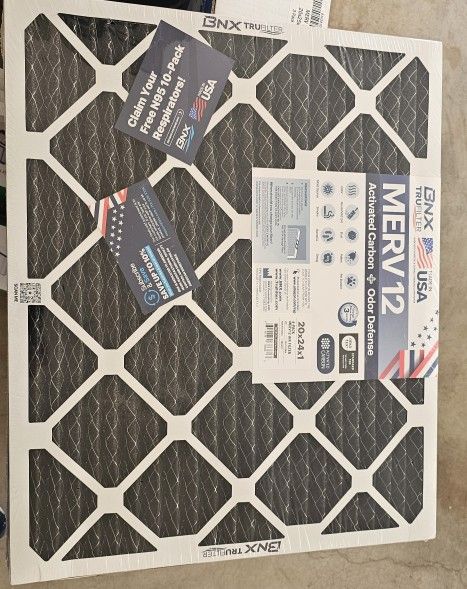 BNX TruFilter 20x24x1 MERV 12 Odor Defense (6-Pack) AC
Furnace Air Filter with Activated Carbon - MADE IN USA -
Pleated Air Conditioner HVAC AC Furnac