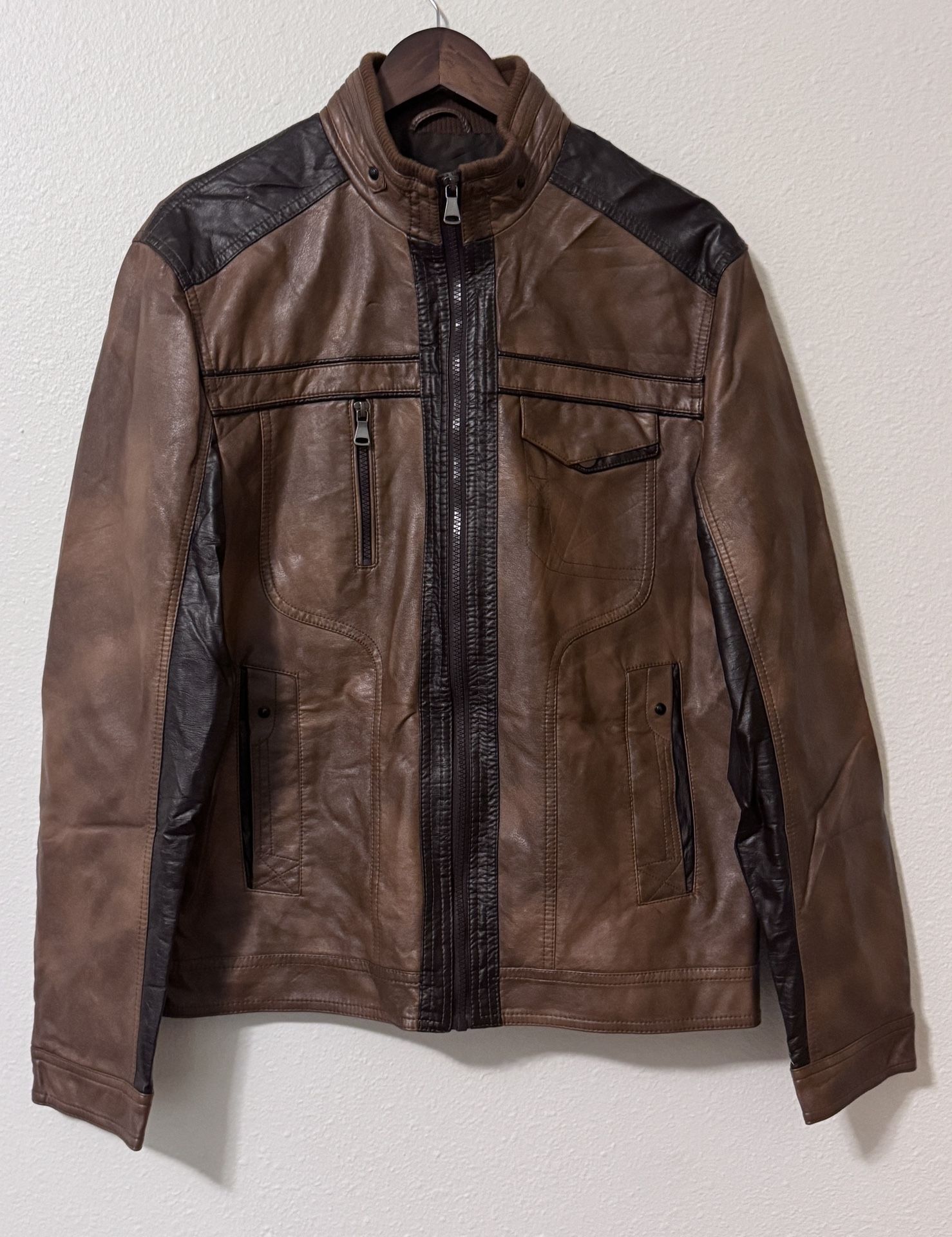 INC International Concepts Men’s Leather Jacket Bomber Style Medium