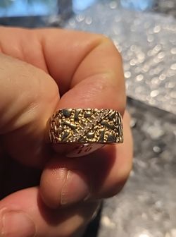 Iced Nugget CZ Pinky Ring 14k Gold Plated 
