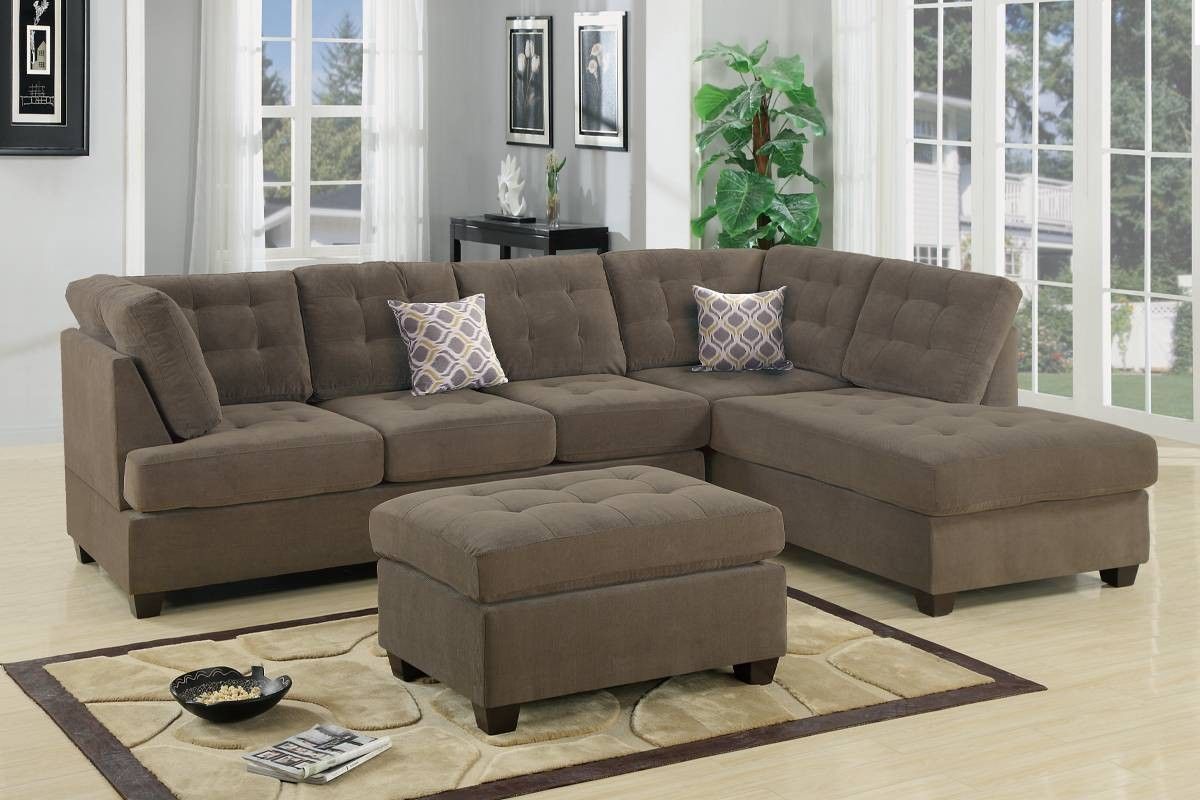 Brand New Grey Waffle Suede Sectional Sofa (Ottoman Sold Separately)