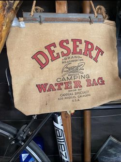 Vintage Desert Brand Canvas Camping Water Bag – Los Angeles CA – Western Decor / Route 66